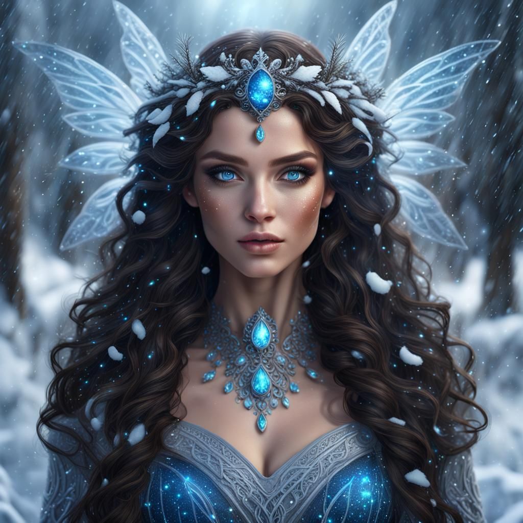 Winter Fairy in a Winter Storm: Fantasy Concept Art
