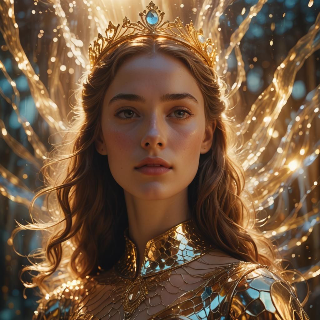 Princess Surrounded by Light and Sound in Dreamlike Expressi...