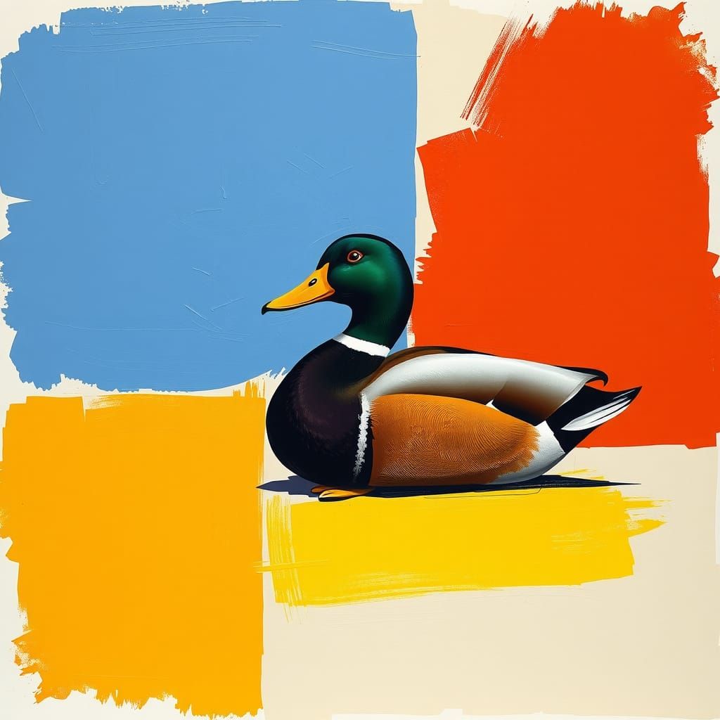 Mallard Duck in Mid-Century Modern Style