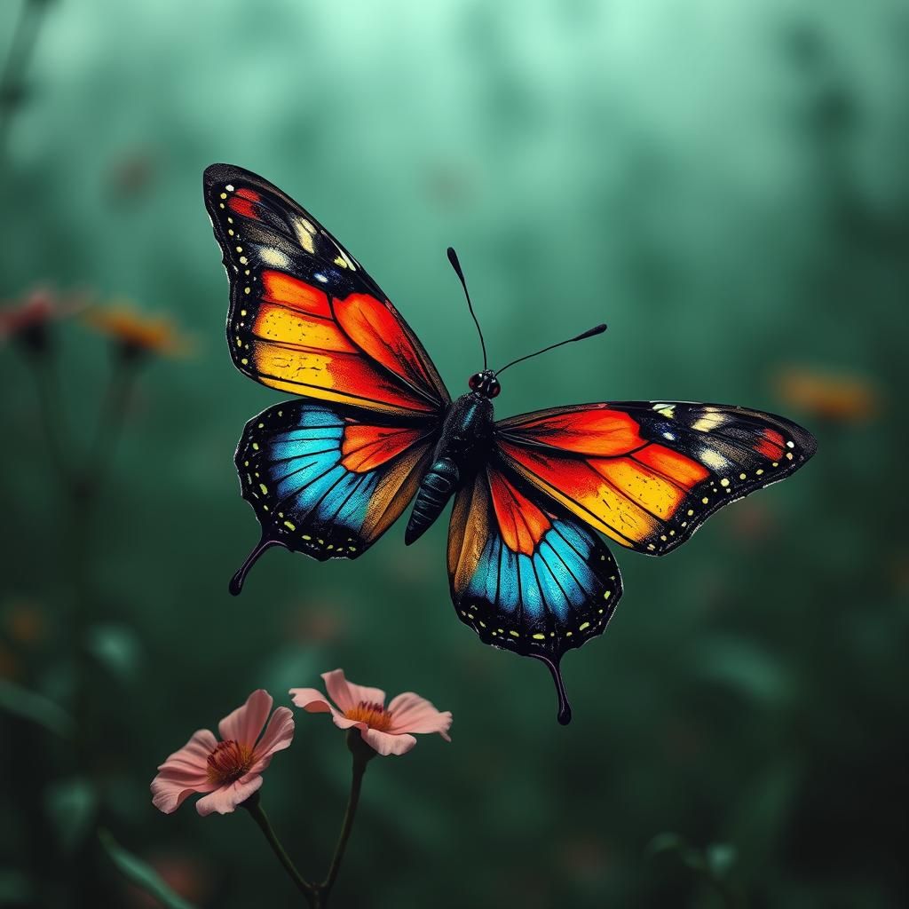 Psychedelic Punk Butterfly Illustration