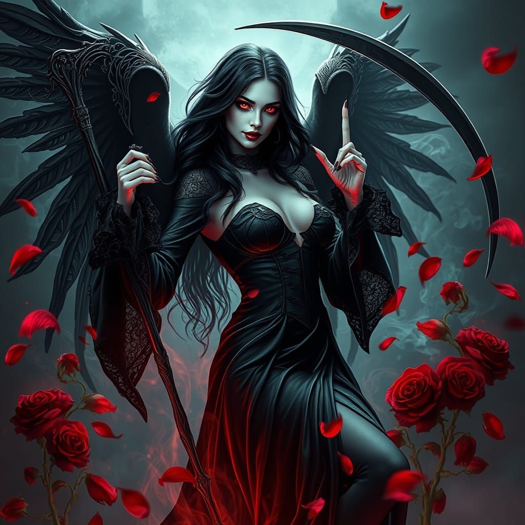 Ethereal Angel of Death with Ghostly Beauty