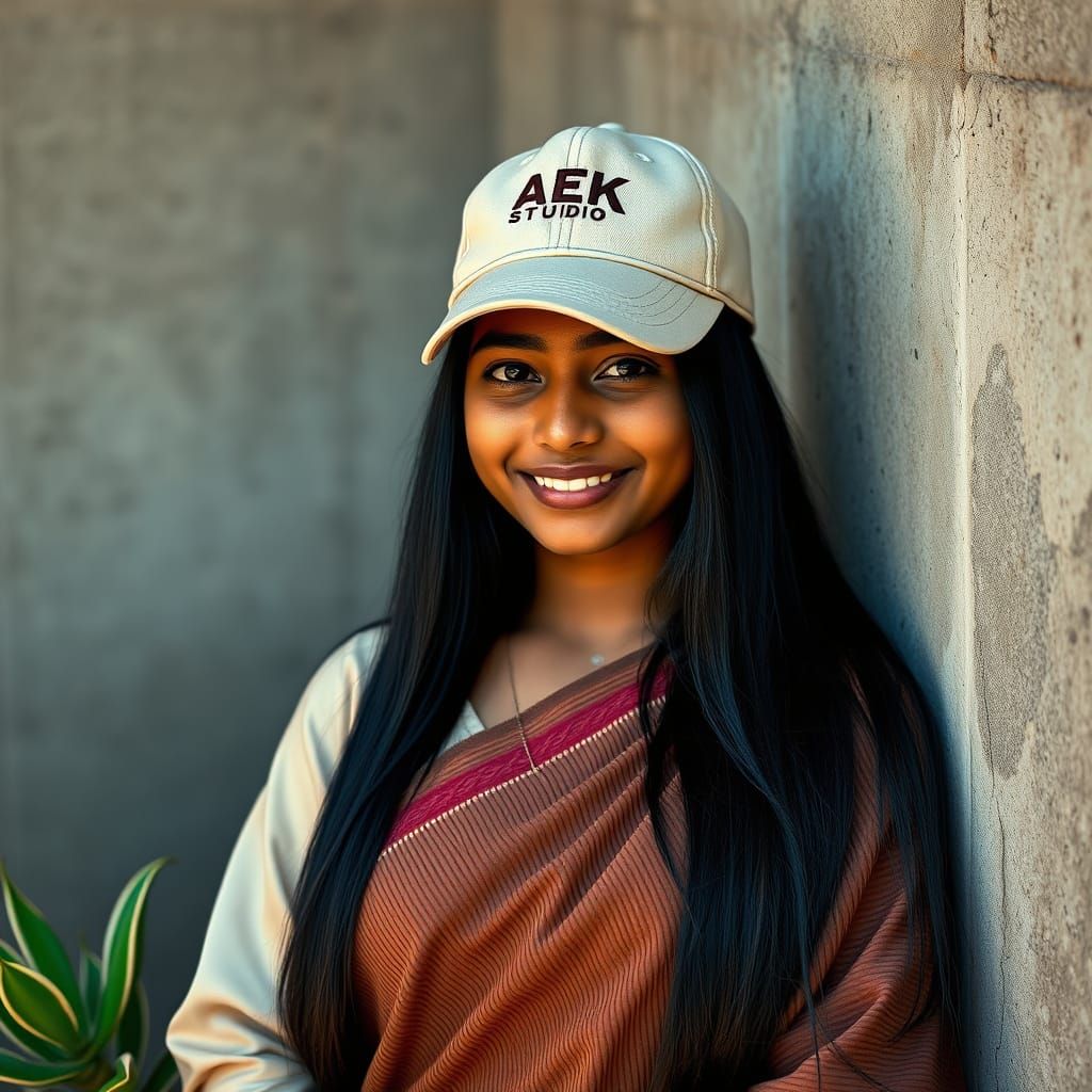 Cinematic Portrait of Young Woman in Sari