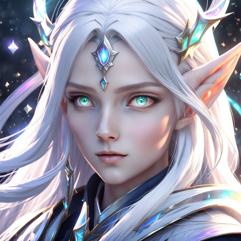 Pallid Elf Female Wizard in 3D Anime Art