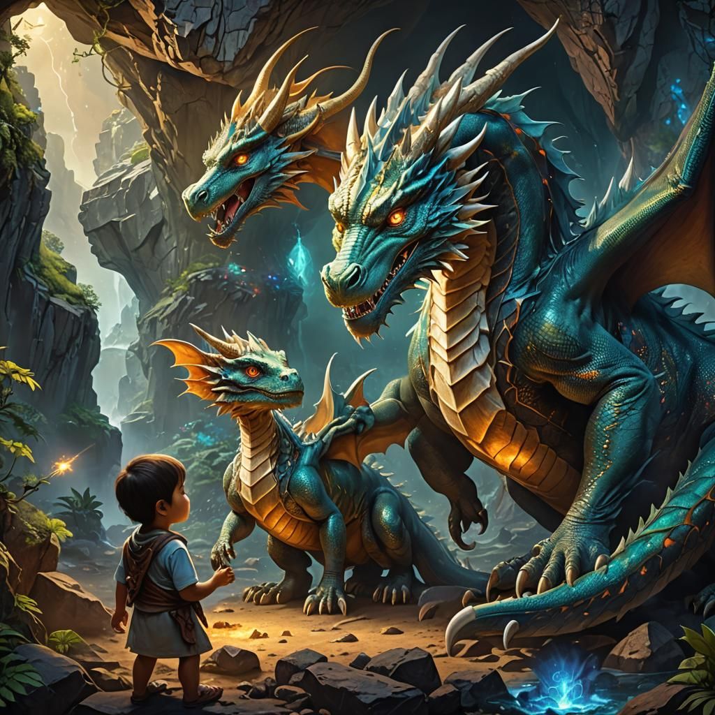 Dragon Mother Teaches Bonding, Cosmic Illustration