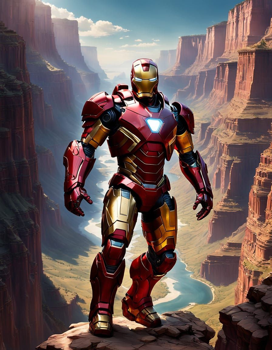Iron Man Soars Through the Grand Canyon in Traditional Armor