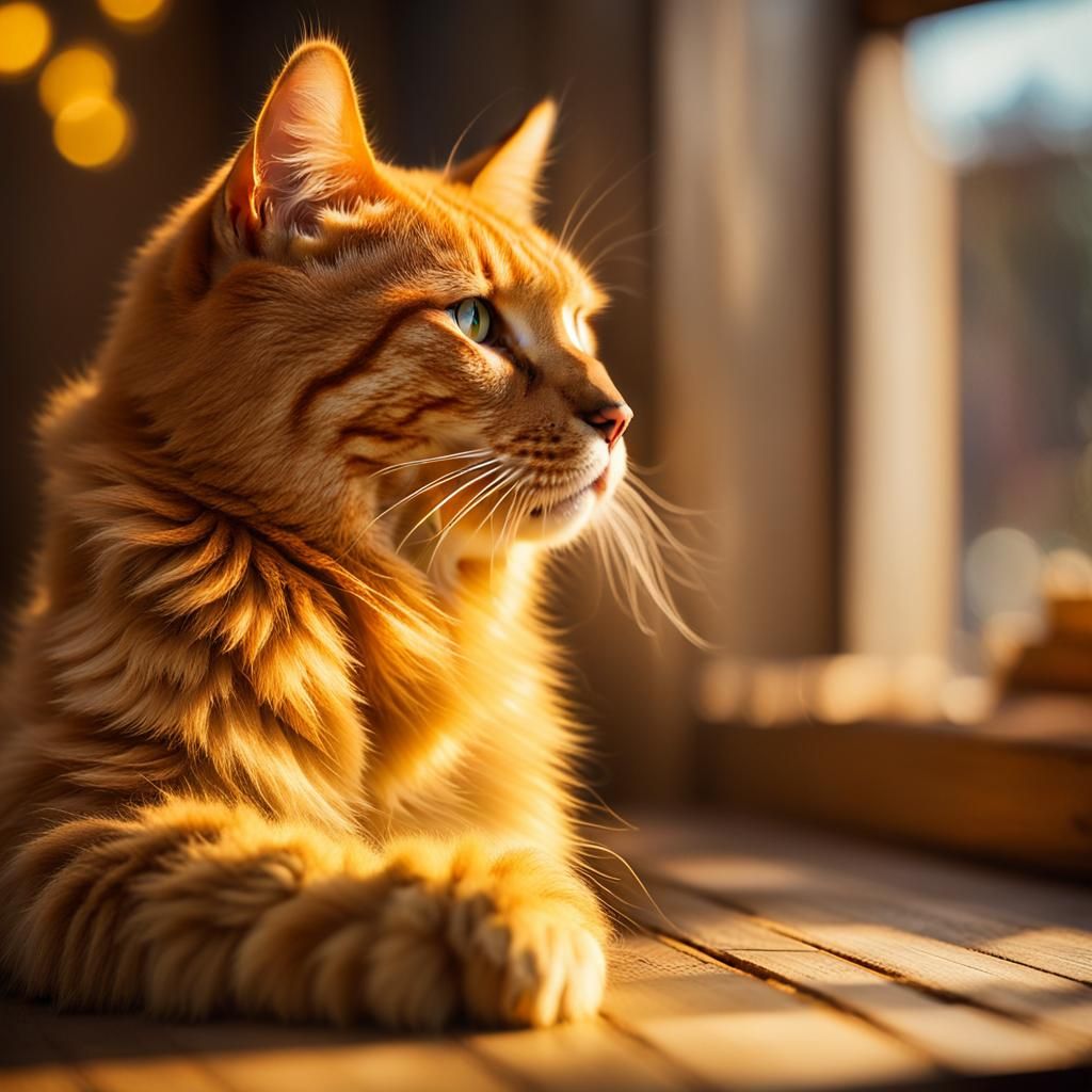 Warm Still Life Photography of a Yellow Cat