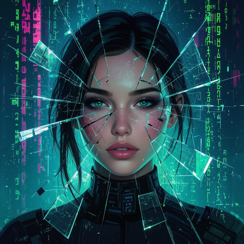 Fragmented Emotions in Cyberpunk Digital Art