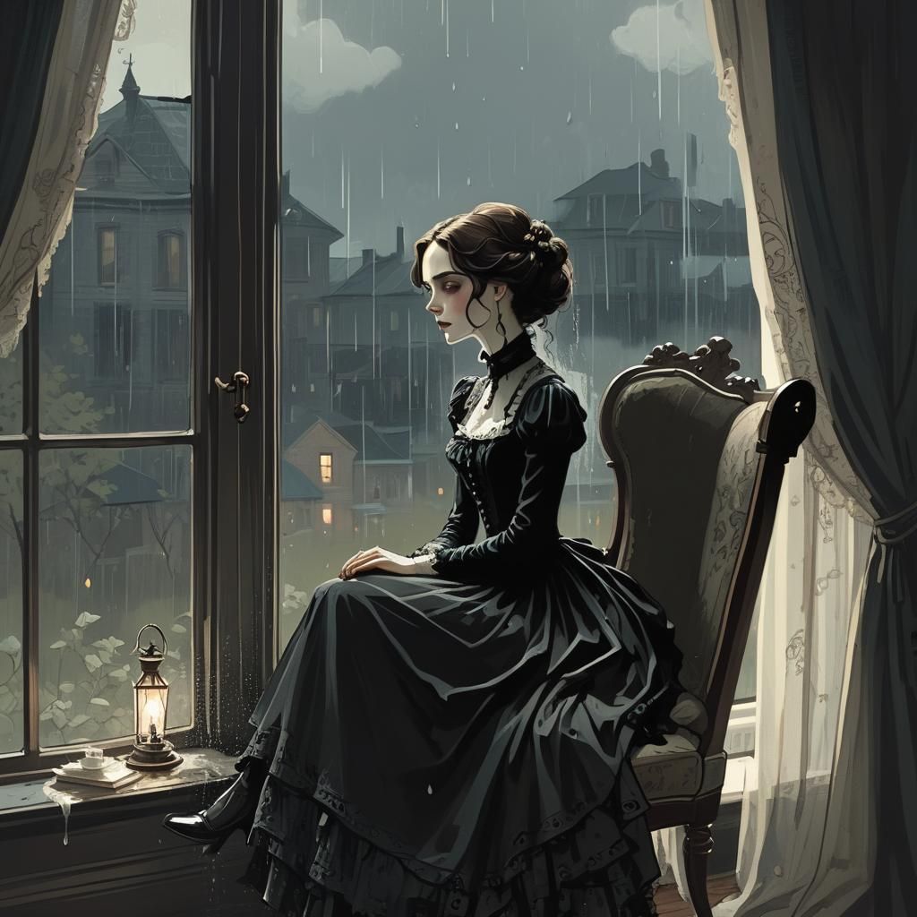 Victorian Widow's Rainy Day, Abigail Larson Style