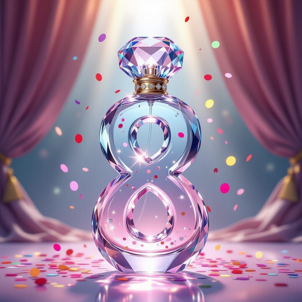 Perfume Bottle Cake with Diamond Crown and Sprinkles