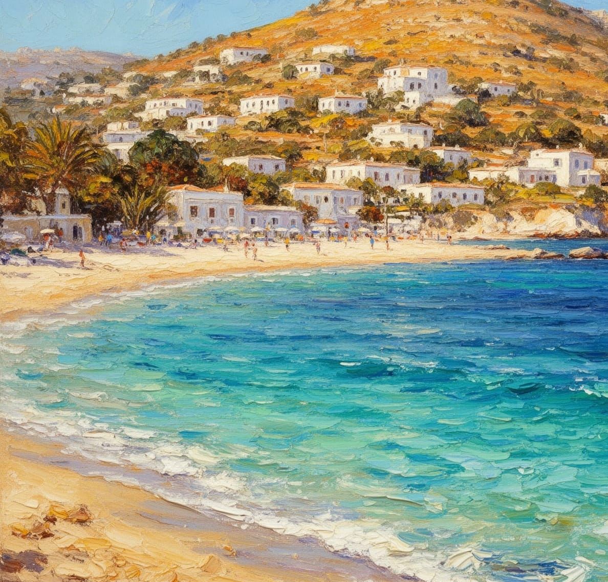 Mediterranean Villas Overlooking Turquoise Waters in Impasto...