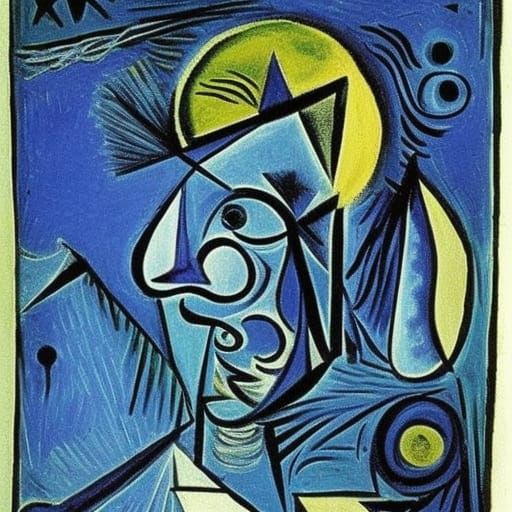 Picasso-esque Moonlit Night Sky