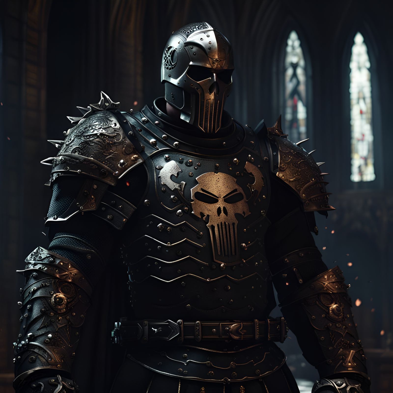 Medieval Punisher Knight in Dark Fantasy Style