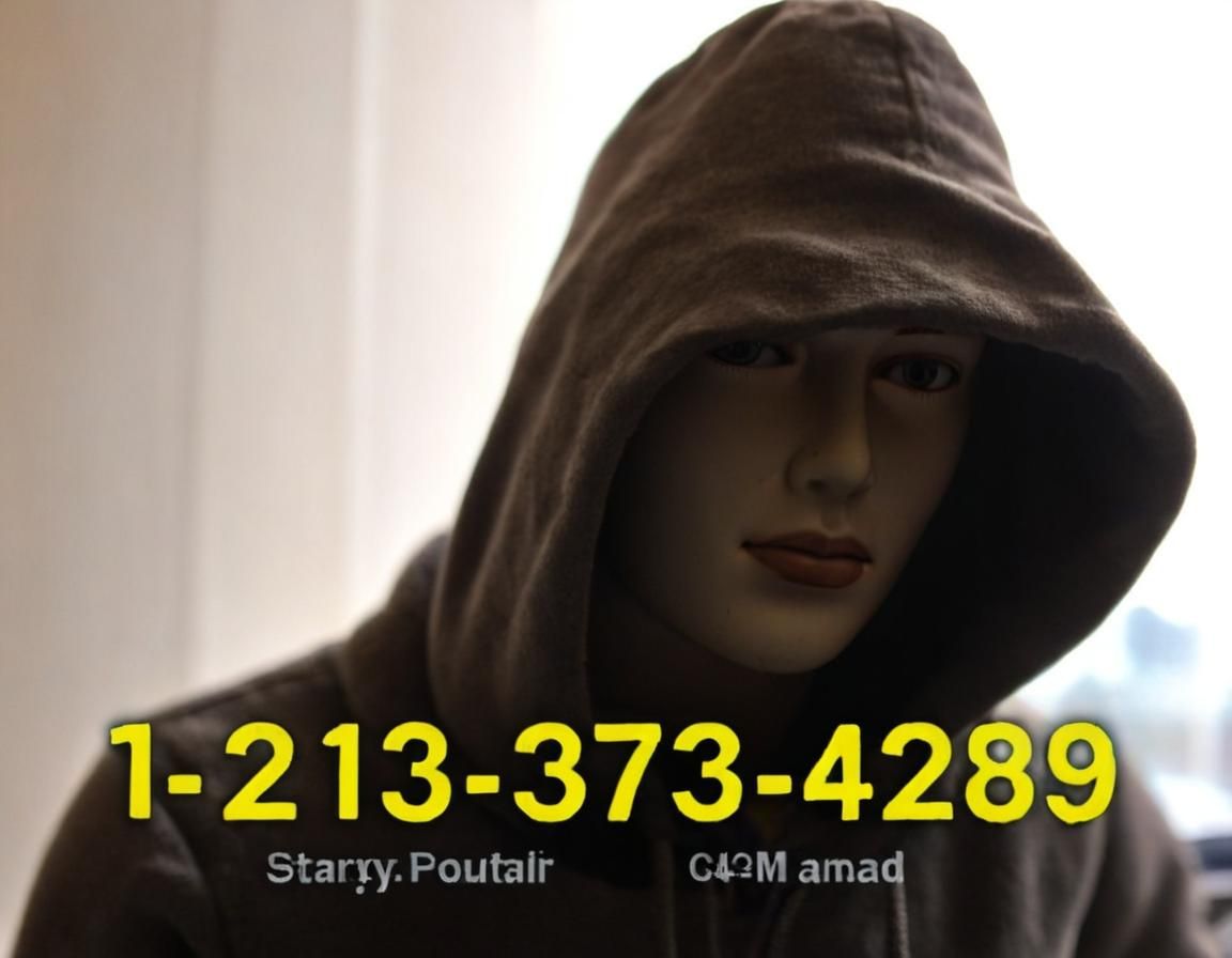 Hyperrealistic Mannequin Head with Phone Number Overlay