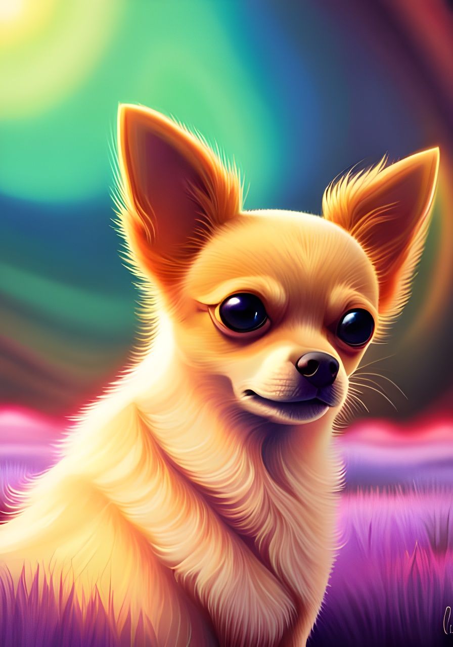 Adorable Chihuahua in Dreamland Digital Painting