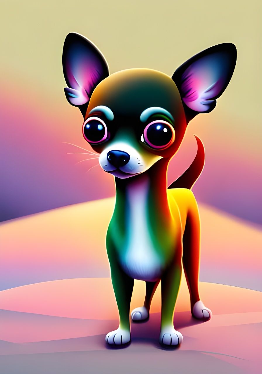 Cute Chihuahua in Dreamland Digital Painting