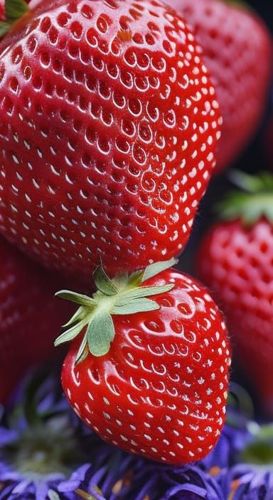 Fairytale Strawberries with Birds in Magic Realism