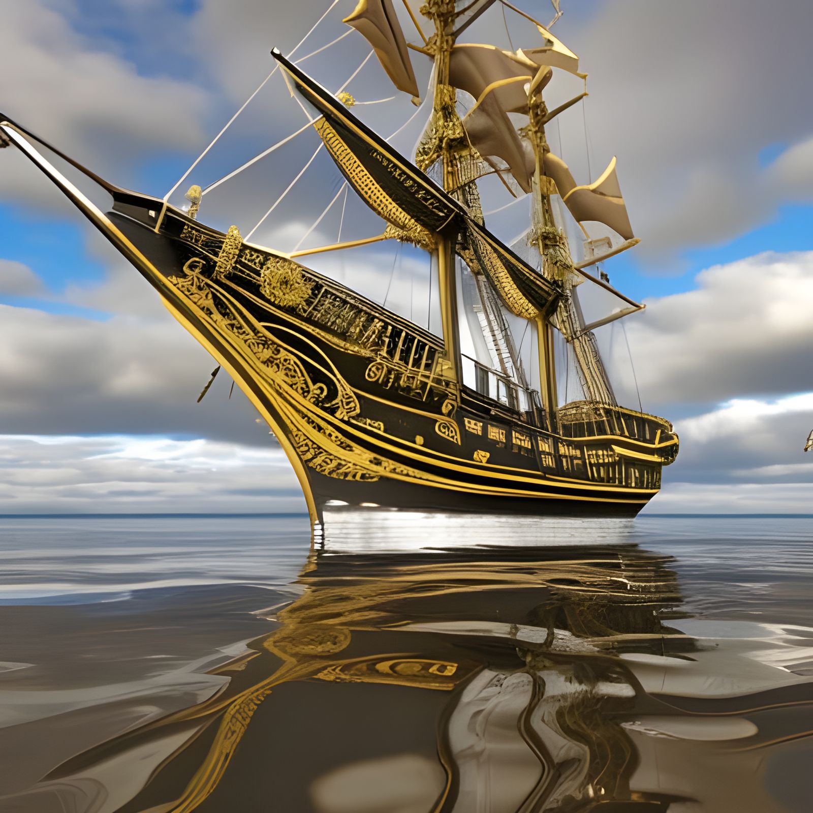 Majestic 17th Century Sailing Ship in Hyperreal Detail