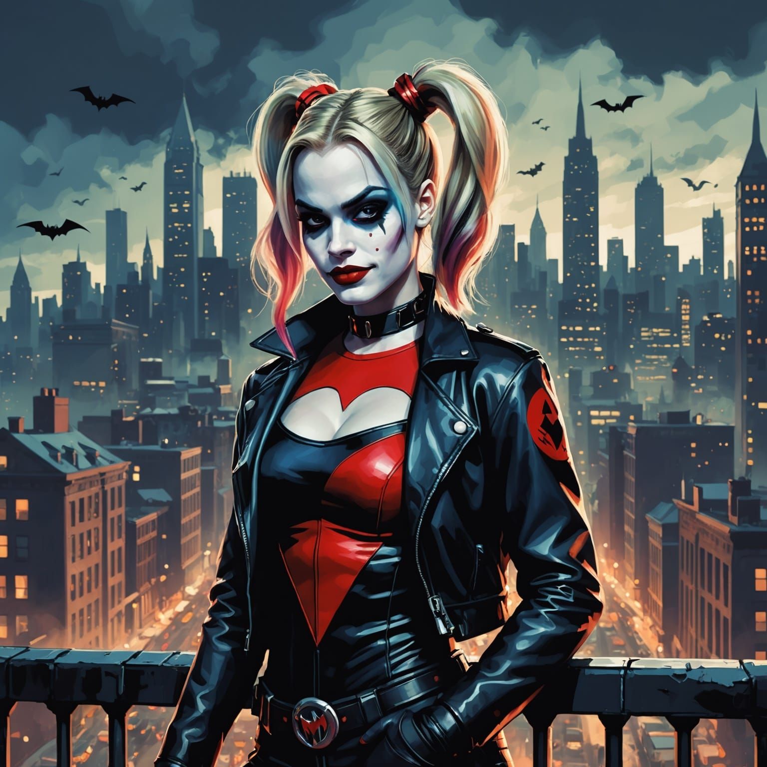 Harley Quinn in Gotham City Painting