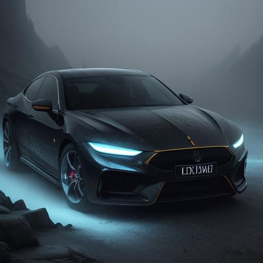 Luxurious Car on Ancient Bridge in Fantasy Style