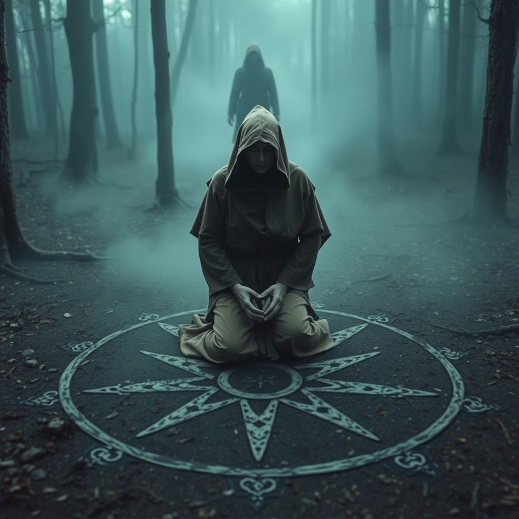 Monk Summons a Dark Entity in Forest