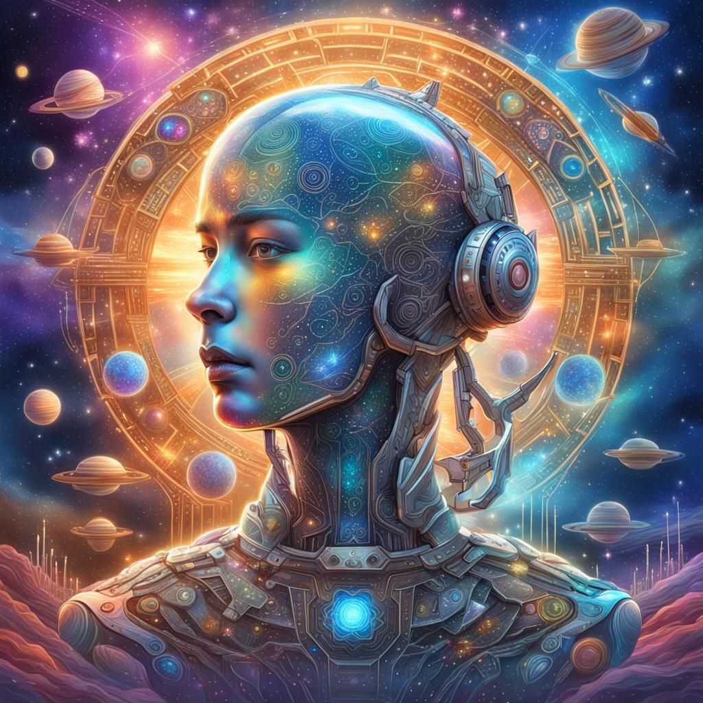 Dreamlike Cyborg Starships: A Holographic Illustration