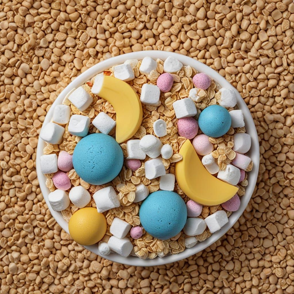 Cosmic Cereal with Marshmallow Moon and Planets