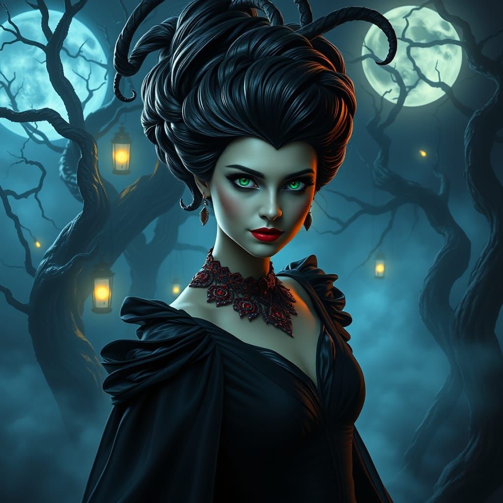 Enchanted Princess in Eerie Black Gown