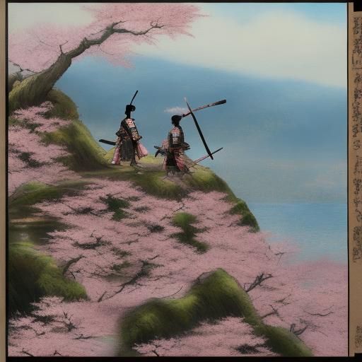 Samurai Duel on Cherry Blossom Cliff