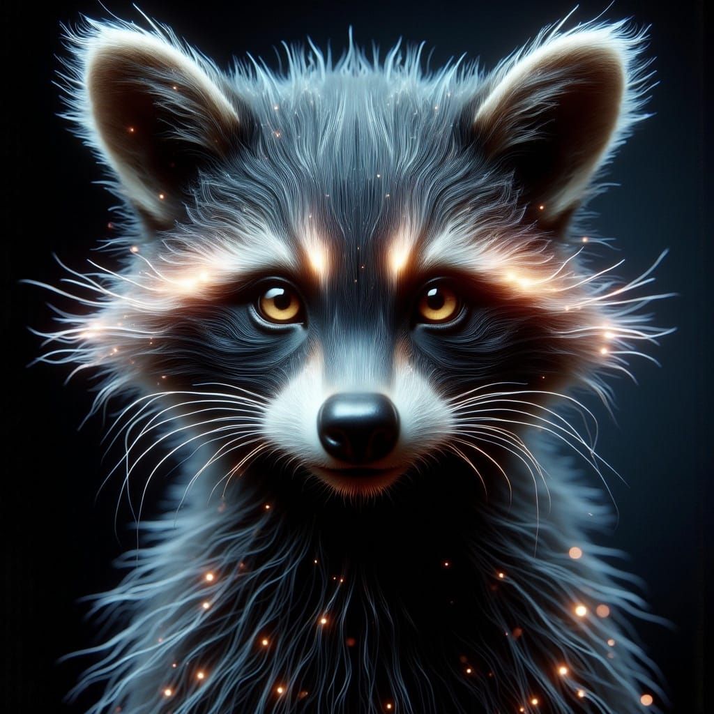 Radiant Raccoon with Spectral Veins