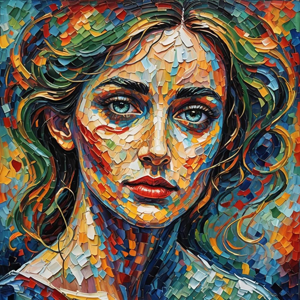 Expressionist Heart with Eye in Impasto Oil Painting