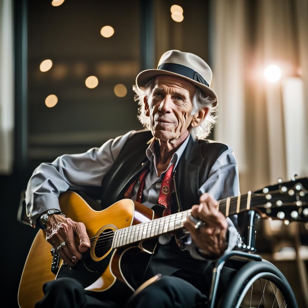 Elderly Musician Playing Guitar: Professional Photography