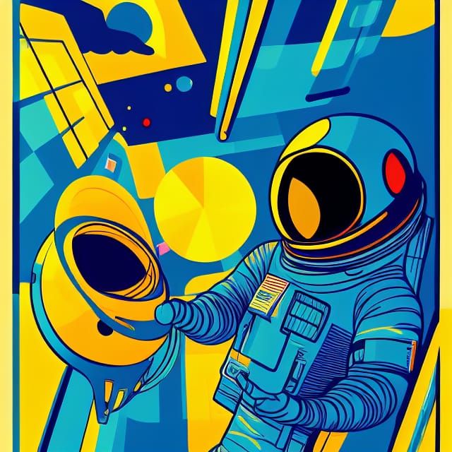 Astronaut in Spaceship: Pop Art Screen Print