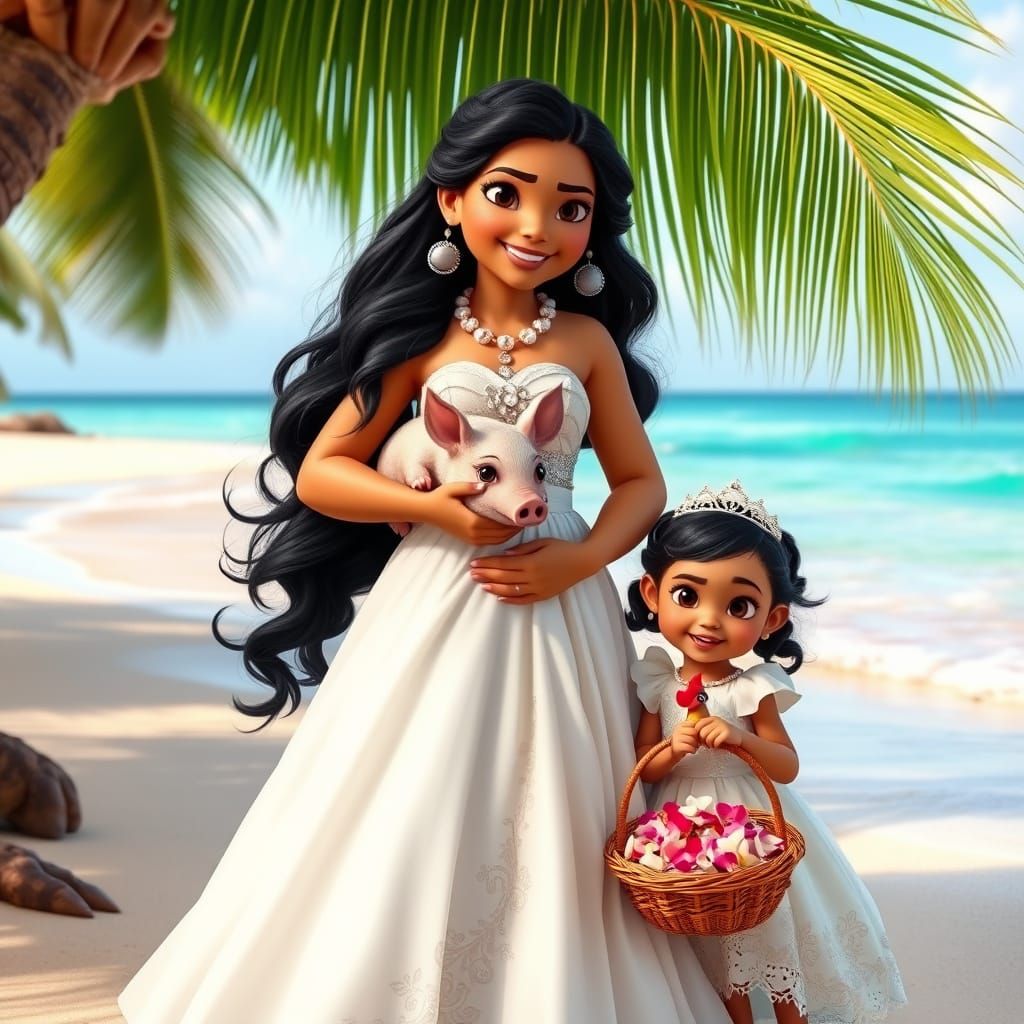 Moana's Beach Wedding: A Realistic Disney Portrait