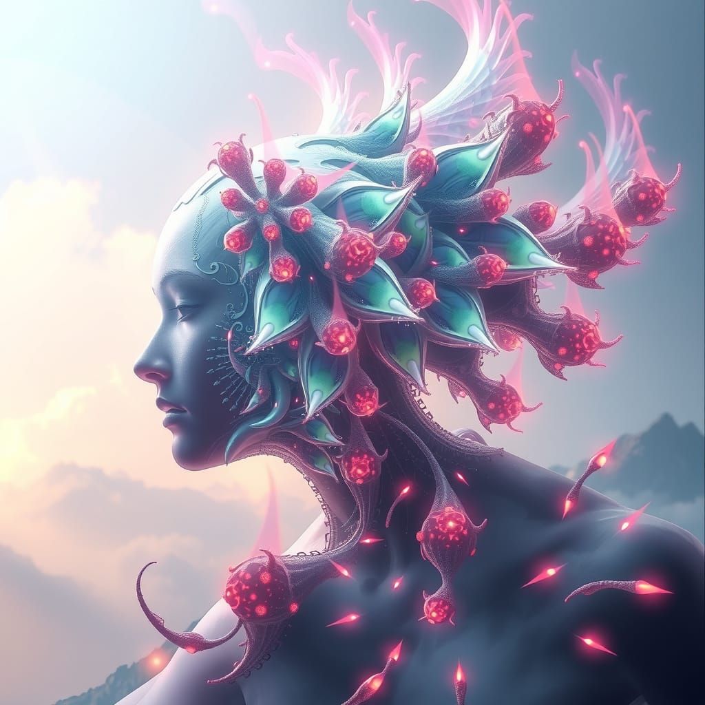 Fractal Aurora Metamorphosis in Surreal Style