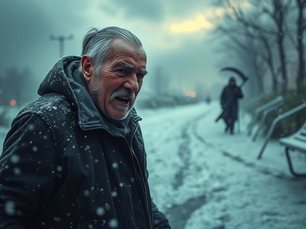 Winter's Fierce Battle: A Grim Reaper's Shadow