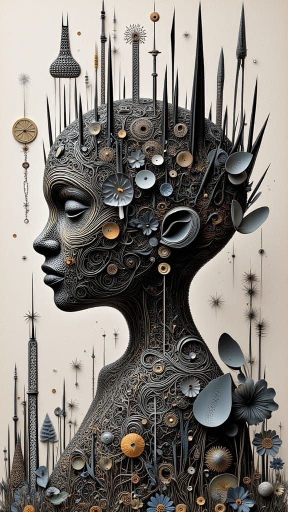 Surreal Chibi Voodoo Doll Diorama with Sharp Needles