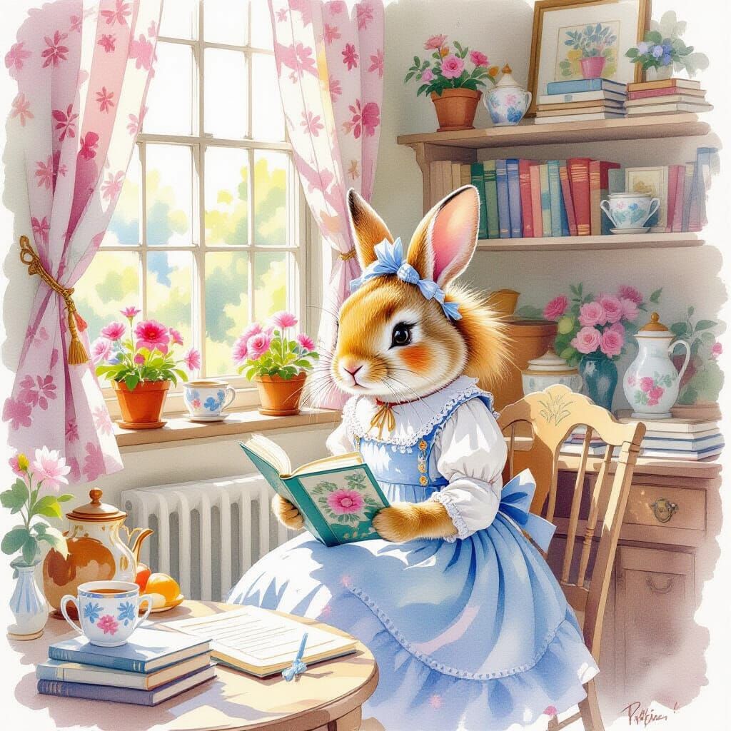 Charming Watercolor Illustration with Studio Photo Detail