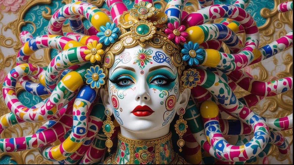 Infinite Medusa Cyborg Porcelain Art