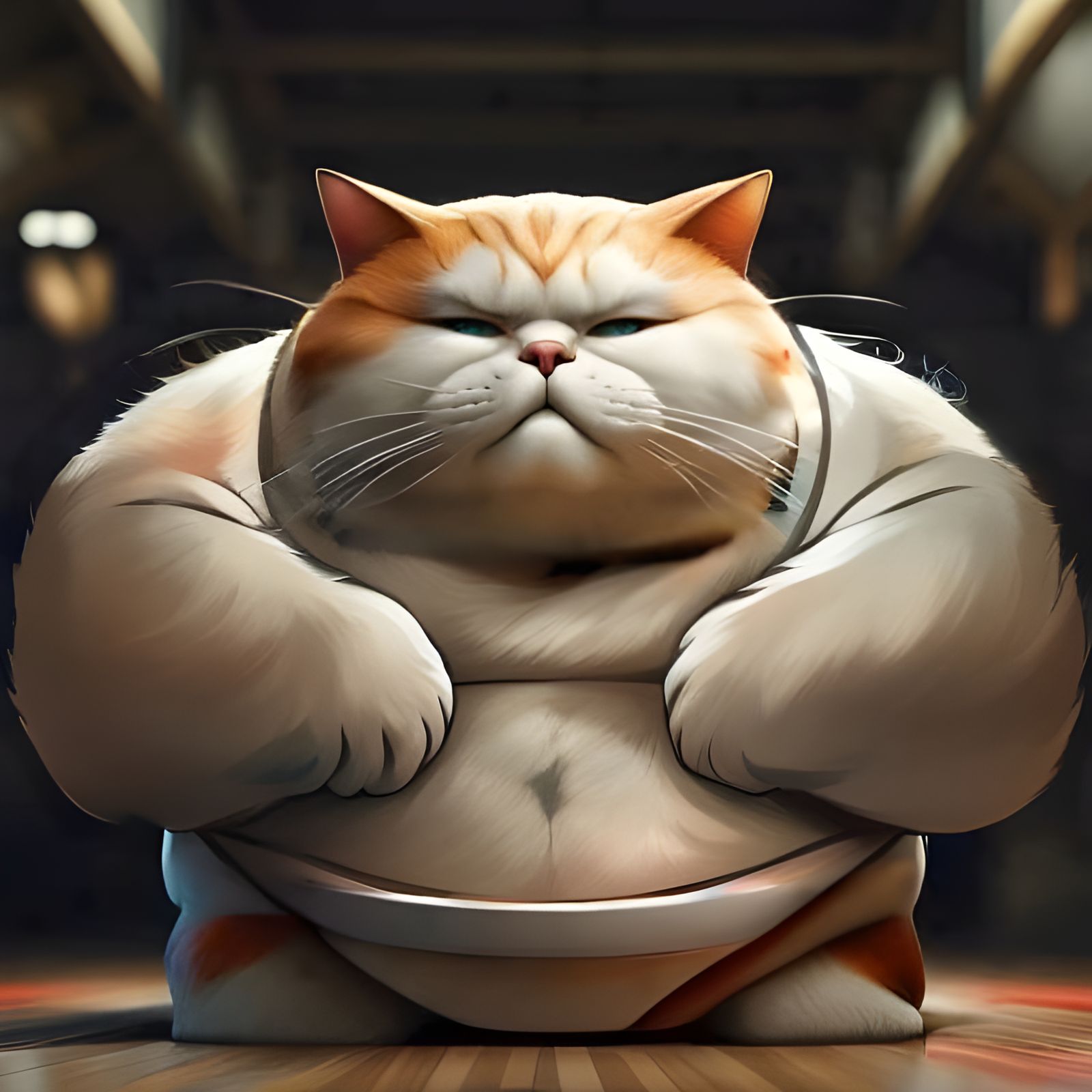 Detailed Sumo Cat Portrait in Hyperdetailed Style