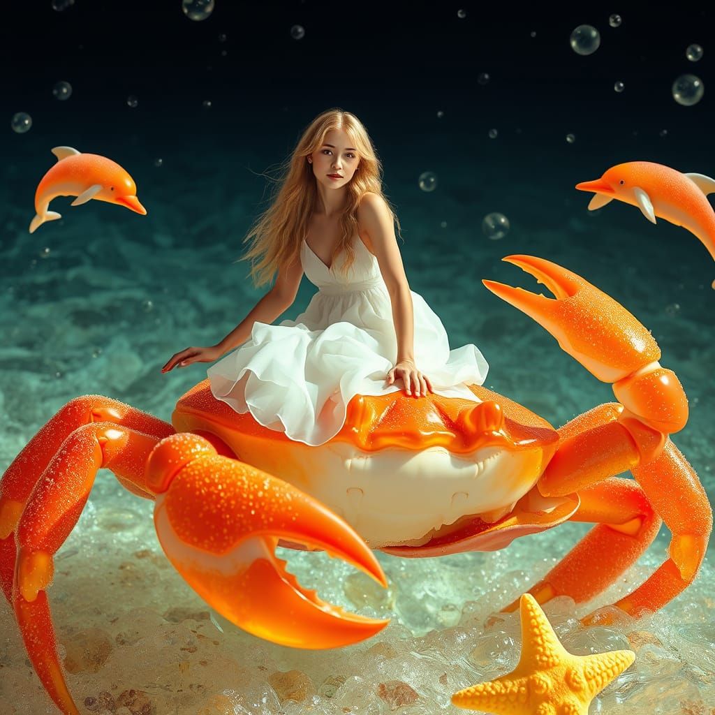 Gummy Crab Rider in Soda Sea, Digital Art