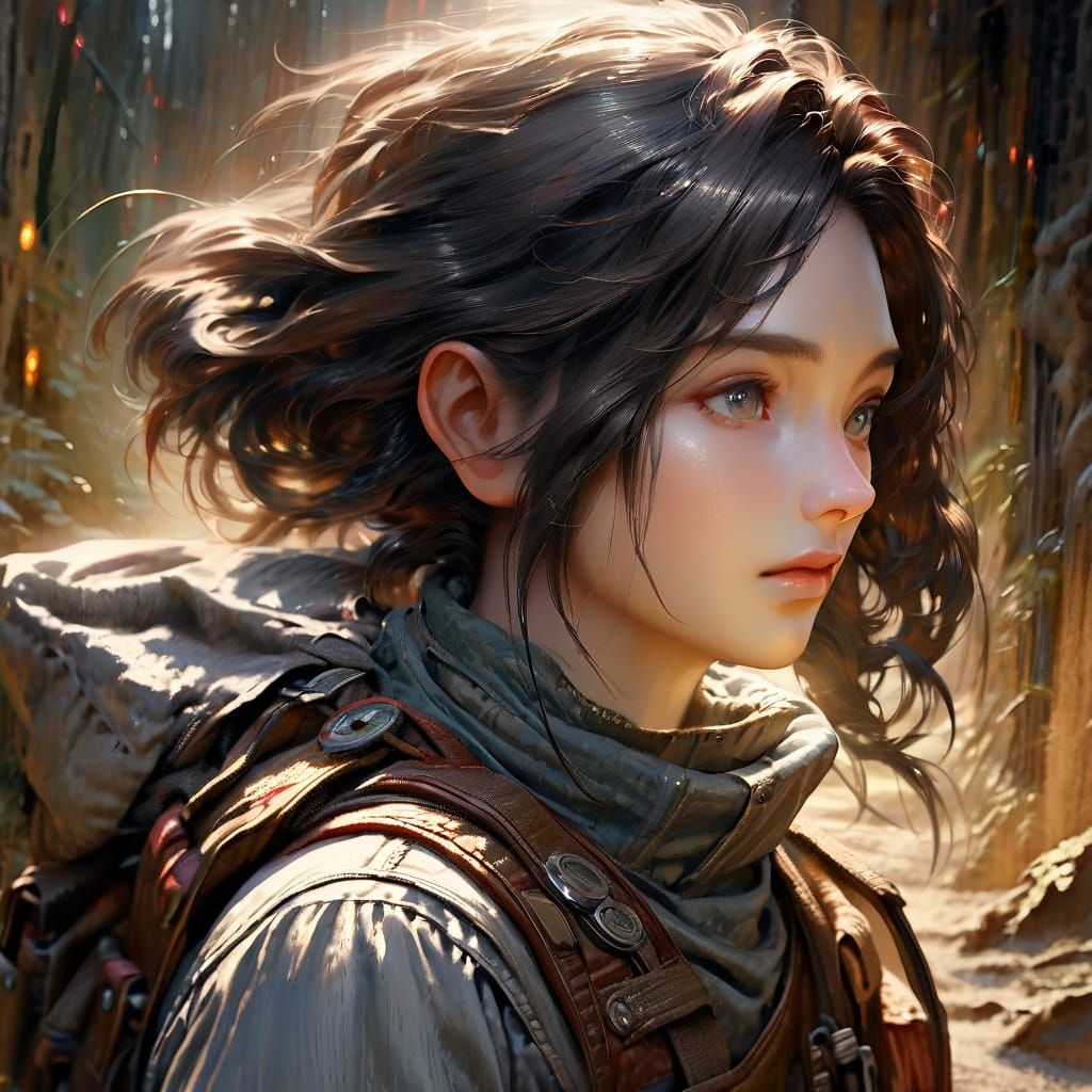 Lady Adventurer Portrait in Realistic Fantasy Art