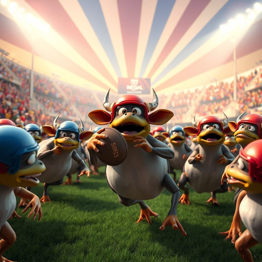 Cinematic Rugby Match: Toads vs Frogs in a Vibrant Stadium