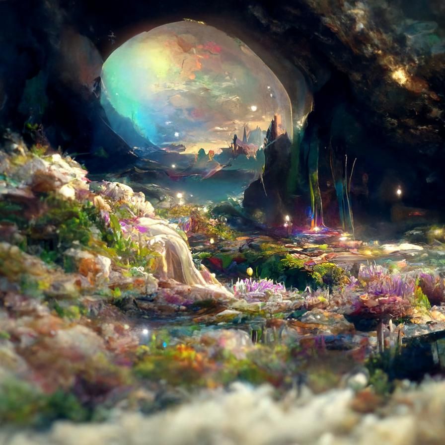 Holographic Dreamlike Portal with Aurora Lights