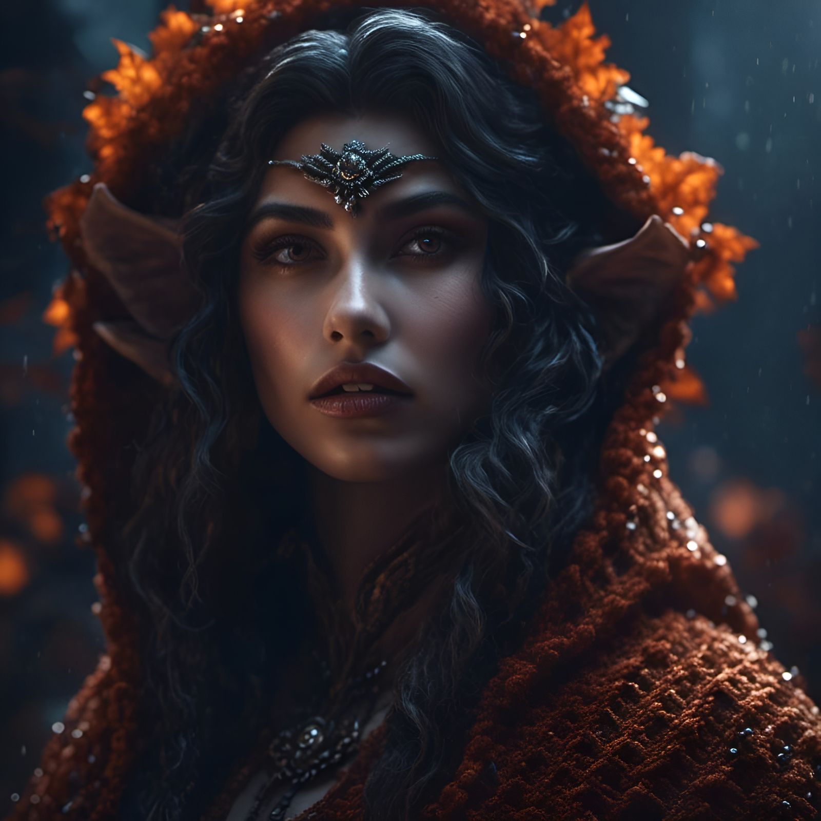 Mushroom Witch Portrait in Photorealistic Style