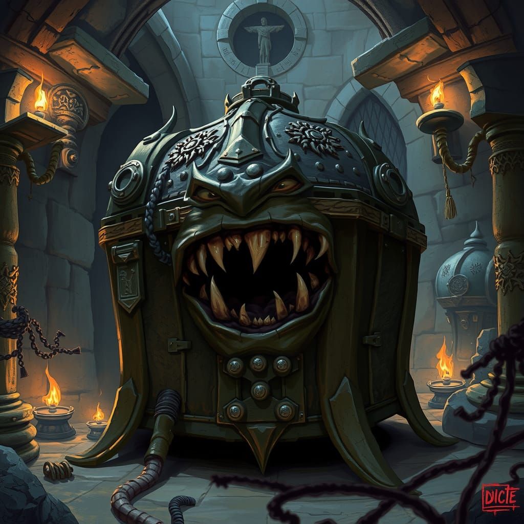 Menacing Treasure Chest in Mystical Dungeon