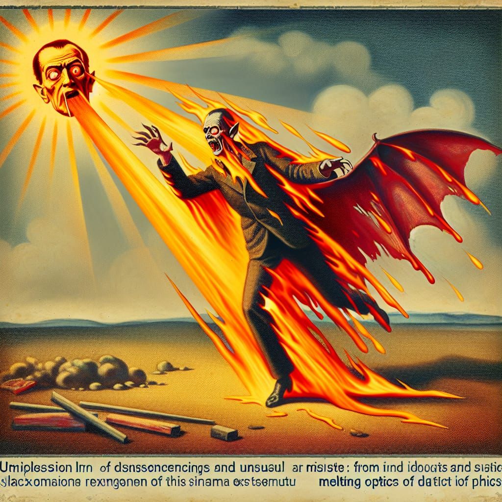 Vampire's Flight: A Surreal Oil Painting in Dali Style