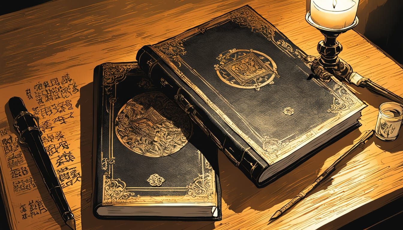 Manga-Inspired Leather Book Illuminated by Soft Candlelight