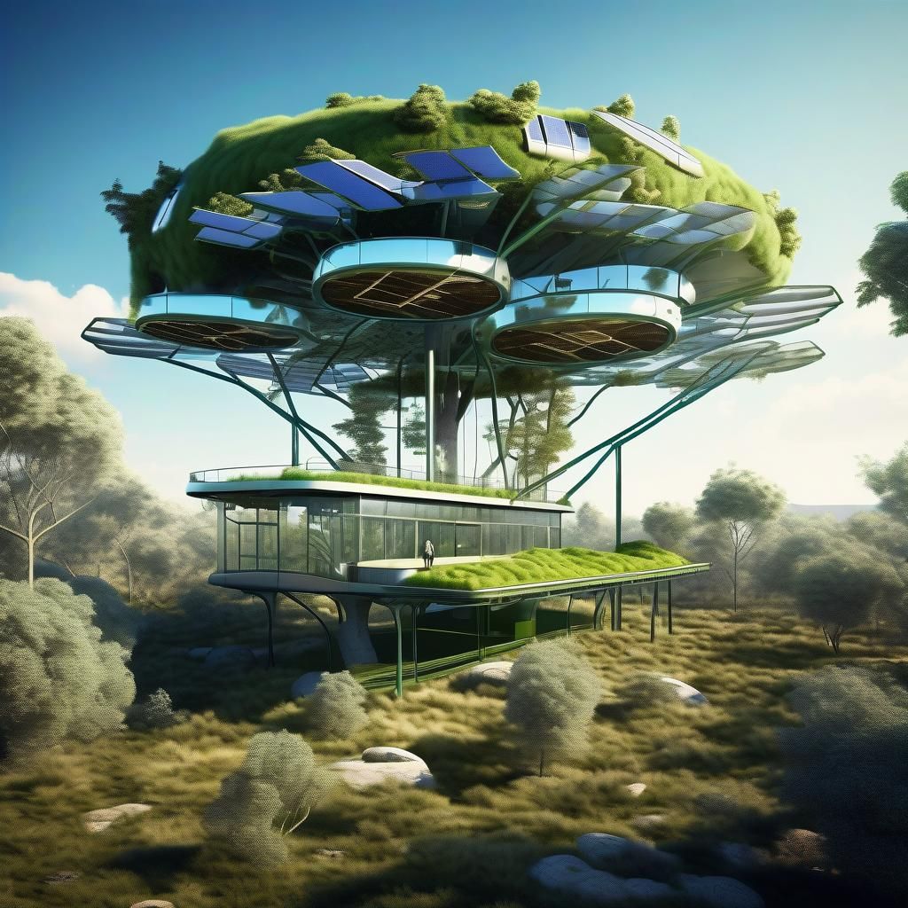 Futuristic Eco-Friendly Heliport in Natural Landscape