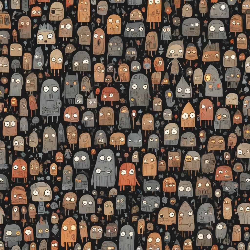 Grimdark Landscape in Folk Art Style