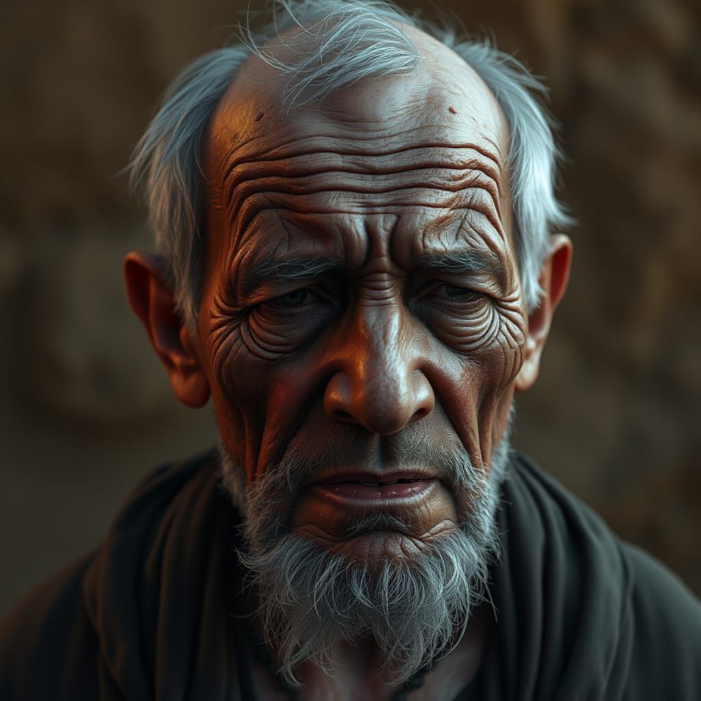 Distraught Elderly Man Weeping in Fantasy Art Style